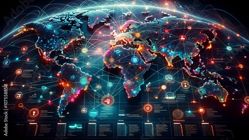 Explore Global Network Connections through Digital World Map and Data Analysis