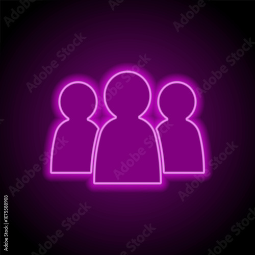 Community, people simple icon. Flat design. Purple neon on black background