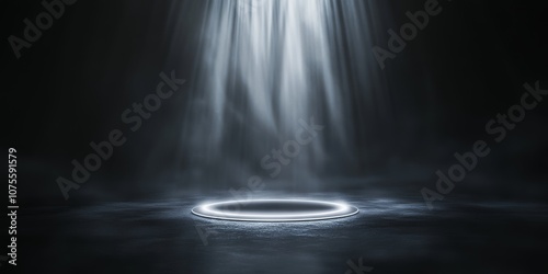 Mystical Abstract Scene with Illuminated Circle in Dark Atmosphere