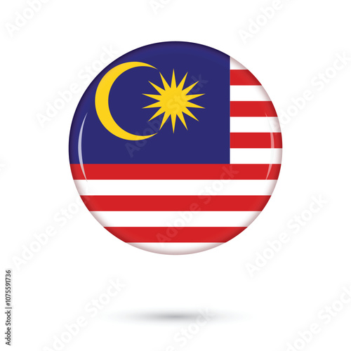 Free Download Malaysia flag round glossy shiny 3D vector illustration isolated on white background. Malaysia Day 16 September, National Day 31 August, banner, poster, flyer, brochure, online and offline usage. - GFXLoad