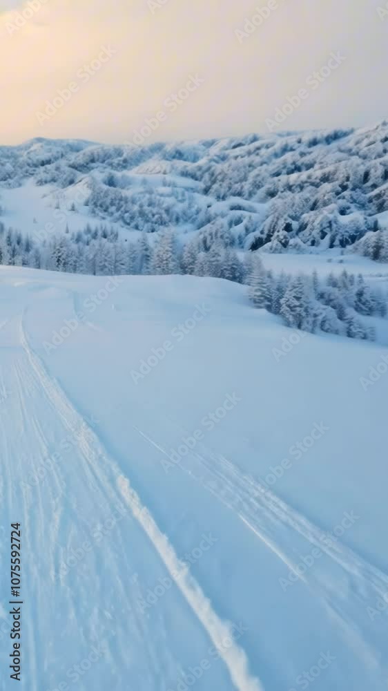 An empty snowy path in a winter landscape, showcasing the beauty of untouched nature. Ideal for themes of calmness, solitude, and exploration. An empty snowy path in a winter landscape, showcasing the beauty of untouched nature. Ideal for themes of calmness, solitude, and exploration.