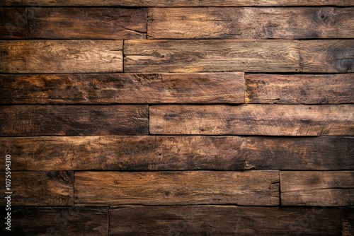 A close-up of a weathered wooden plank wall, with the grain and knots of the wood providing a rich, textured backdrop. Beautiful simple AI generated image