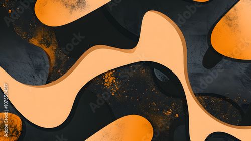 Wallpaper Mural Fluid patterns merging vibrant orange and deep black, great for modern backgrounds, digital art, design projects. Aesthetically pleasing and ideal for a creative and contemporary look Torontodigital.ca