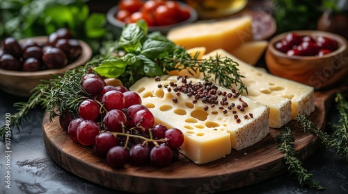 A Beautifully Arranged Cheese and Fruit Platter for Sharing photo