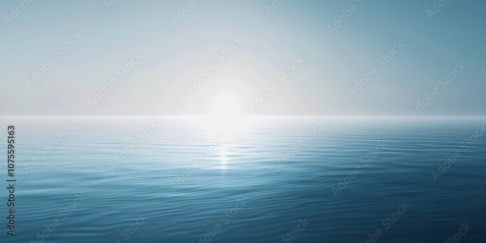 Serene Horizon with Calm Blue Waters and a Softly Lit Sky at Dawn Serene Horizon with Calm Blue Waters and a Softly Lit Sky at Dawn