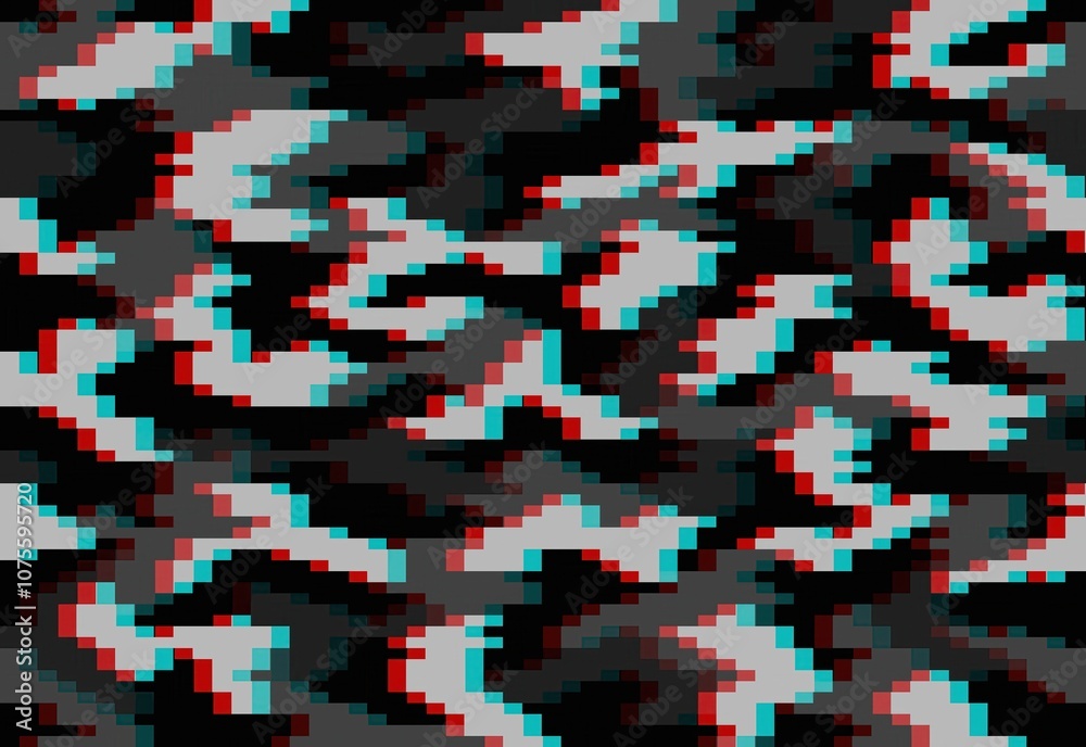 Fototapeta premium Camouflage black and gray pixels glitch texture background