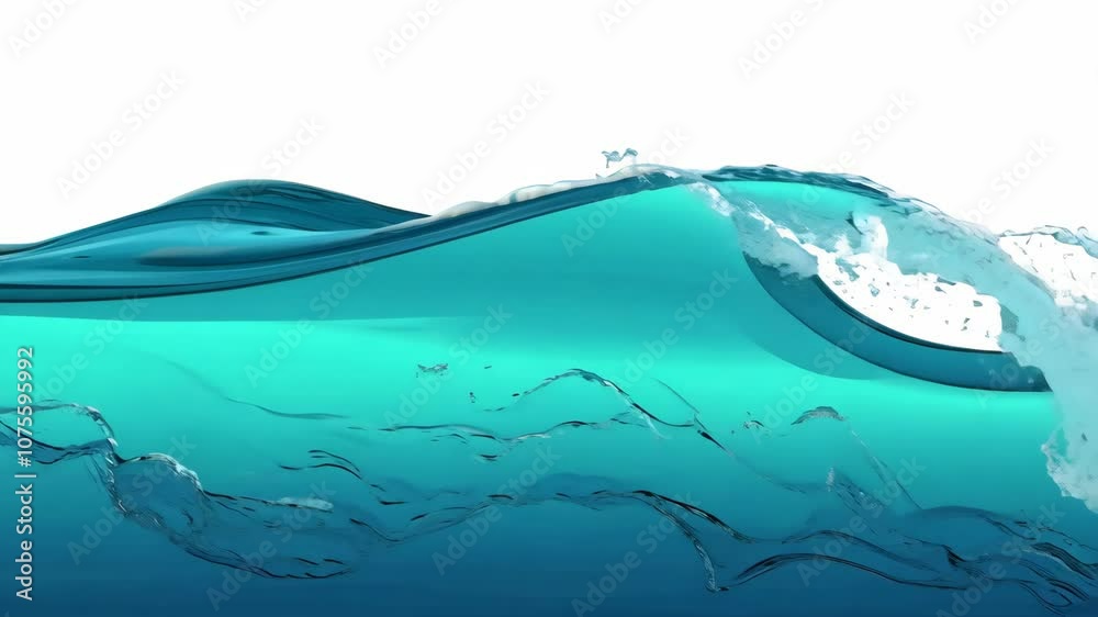 Calm blue waves rolling at the beach in sunlight