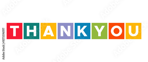 Colorful Thank You Text Letters Square Cube. vector isolated 