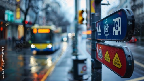 Wallpaper Mural A sign pointing to different modes of transportation including buses and subways. Torontodigital.ca