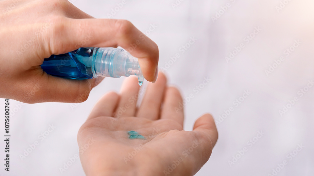 Woman disinfect hands antiseptic during coronavirus quarantine Woman disinfect hands antiseptic during coronavirus quarantine