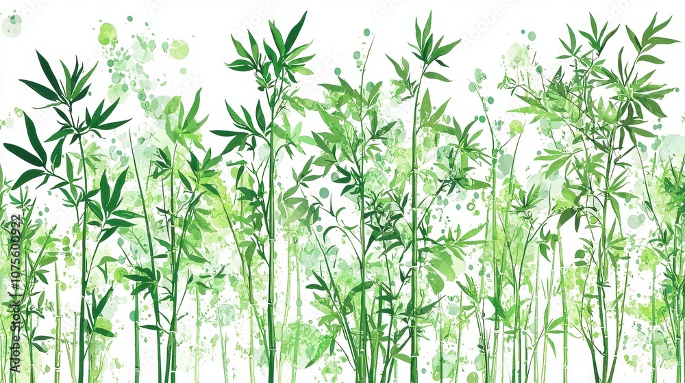 Lush Green Plant Background Featuring Various Bamboo Plants, Leaves, and Abstract Natural Elements in Vibrant Shades of Green Lush Green Plant Background Featuring Various Bamboo Plants, Leaves, and Abstract Natural Elements in Vibrant Shades of Green