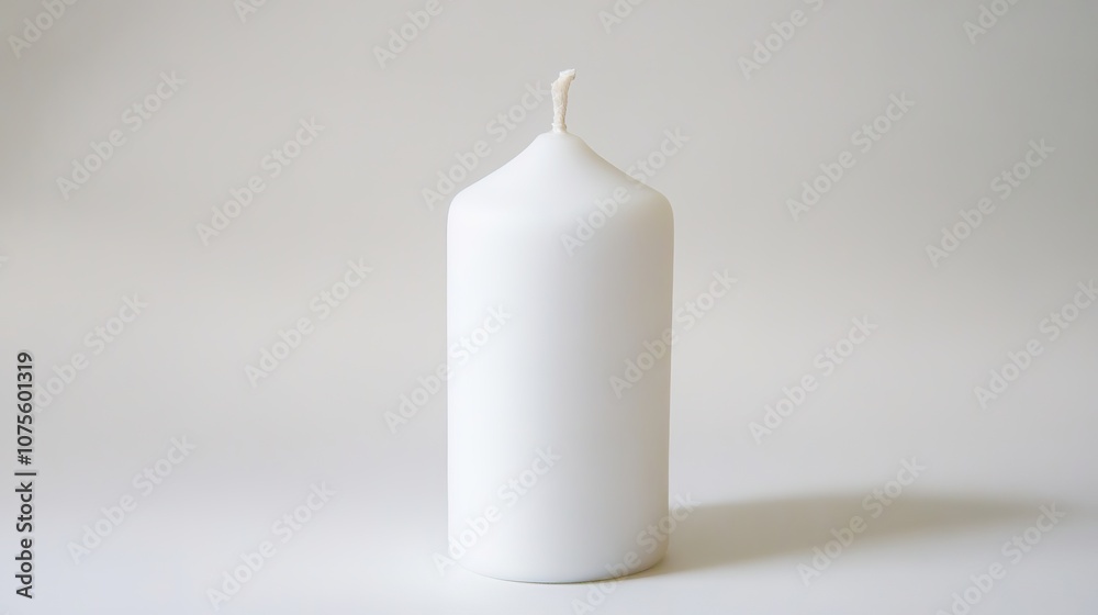 White candle on subtle backdrop with ample space. White candle on subtle backdrop with ample space.