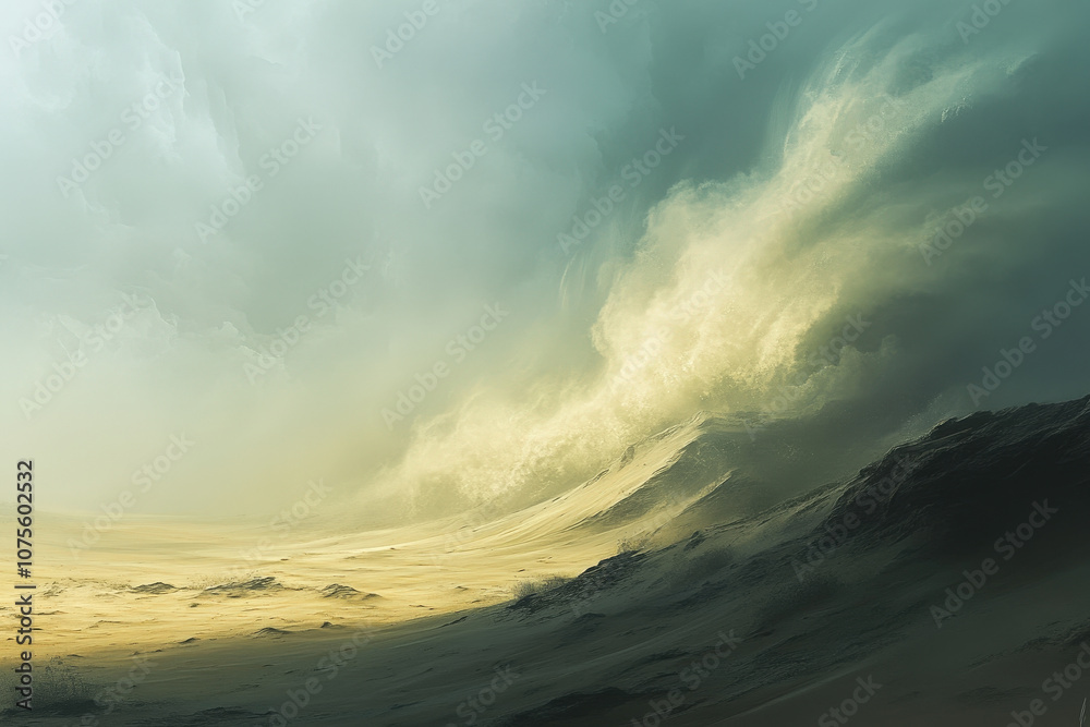 Fototapeta premium Dramatic Sandstorm in the Desert