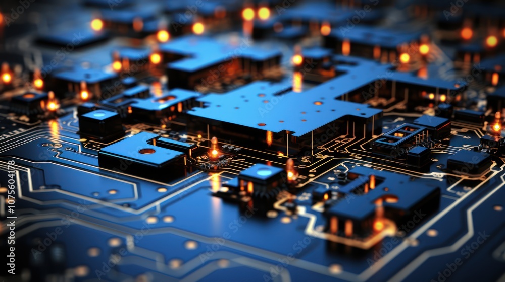 High-Tech Circuit Board with Advanced Microprocessors and Electronic Components. Futuristic Technology Background High-Tech Circuit Board with Advanced Microprocessors and Electronic Components. Futuristic Technology Background
