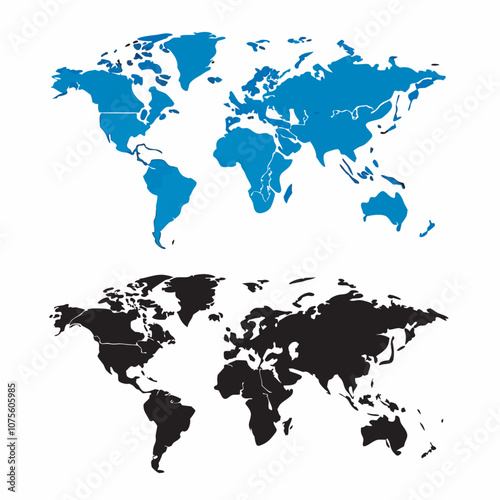 Two detailed world maps, one with country borders illustration (3)