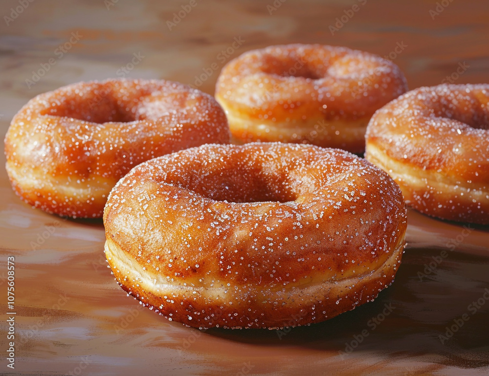 Baked Cinnamon Sugar Donuts Close-up Baked Cinnamon Sugar Donuts Close-up