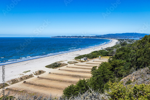 Looking down onto a peaceful Stinson Beach in Northern California, USA. photo