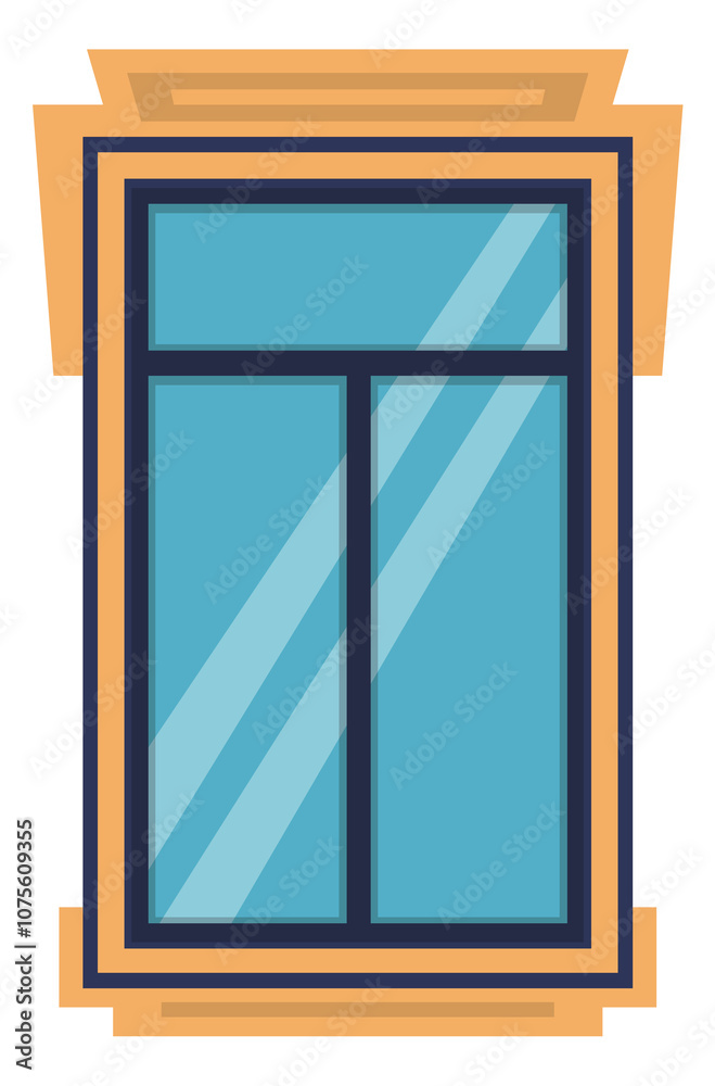A window with a blue frame and a blue glass pane A window with a blue frame and a blue glass pane