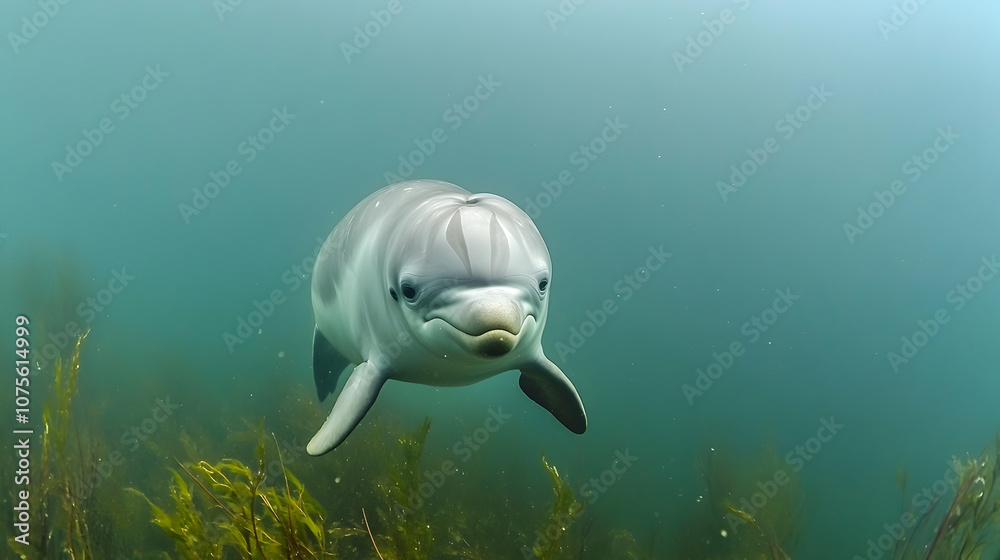 Fototapeta premium Beluga Dolphin Underwater Close-Up