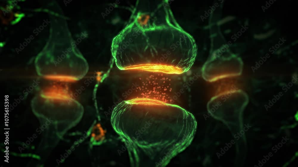 Synapse Process. Neuron Cells Sending Electrical and Chemical Signals. Inside Brain. Neurotransmitter. Synapse Process. Neuron Cells Sending Electrical and Chemical Signals. Inside Brain. Neurotransmitter.