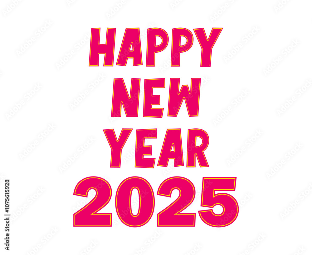 Happy New Year 2025 Typography Design Pink Abstract Vector Illustration Happy New Year 2025 Typography Design Pink Abstract Vector Illustration