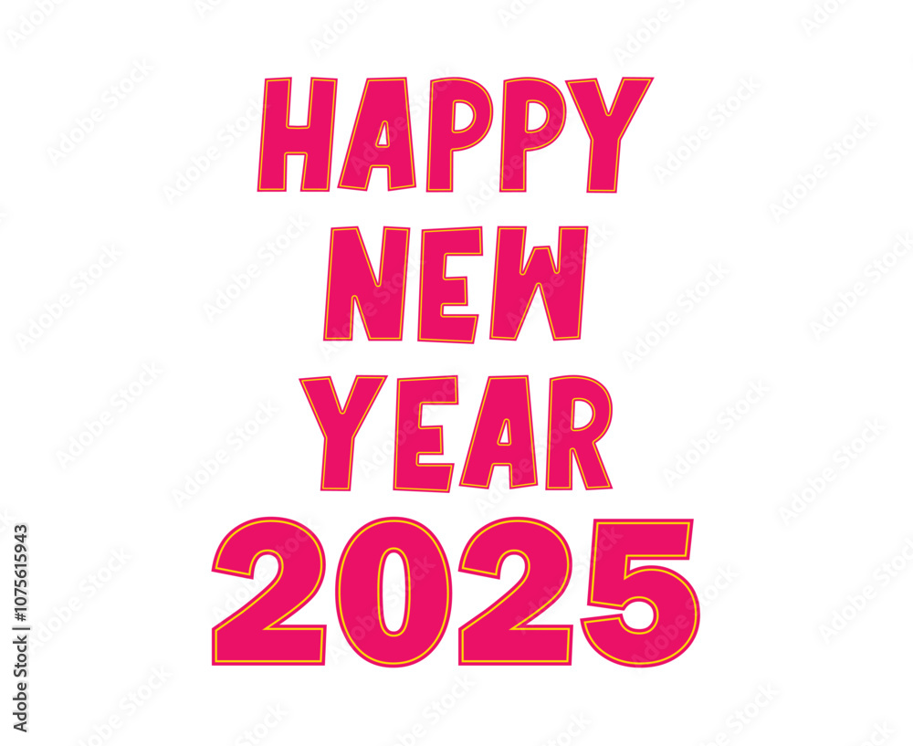 Happy New Year 2025 Typography Design Pink Abstract Vector Illustration Happy New Year 2025 Typography Design Pink Abstract Vector Illustration