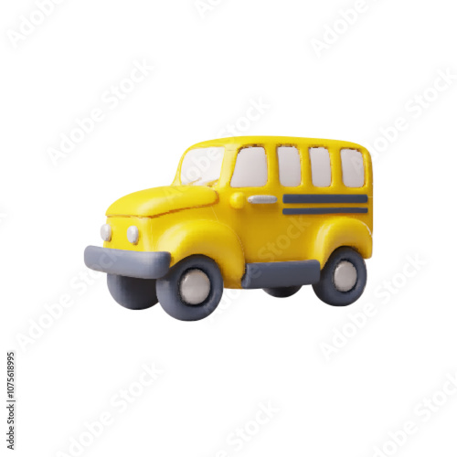 Vector 3d illustration of yellow school bus on isolated white background.