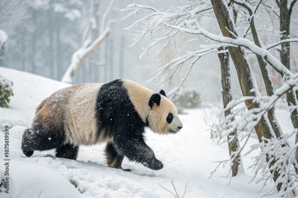 Obraz premium panda, bear, animal, china, giant, bamboo, mammal, zoo, endangered, wildlife, black, nature, eating, wild, giant panda, white, asia, cute, cub, chengdu, rare, species, baby, fur, forest