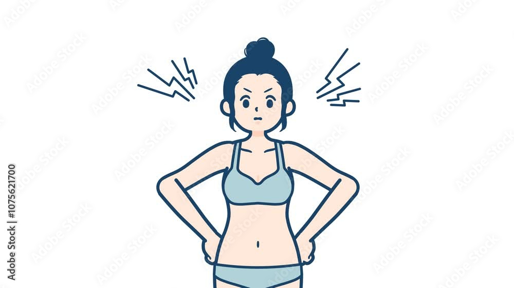 Underwear woman_Irritable and angry_with alpha channel Underwear woman_Irritable and angry_with alpha channel