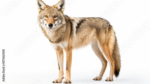 Realistic png of alert coyote with background for seamless integration into design projects photo