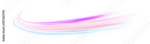 Light trail wave, fire path trace line, car lights, optic fiber and incandescence curve twirl. Illustration of light ray, stripe line with blue light, speed motion background.	