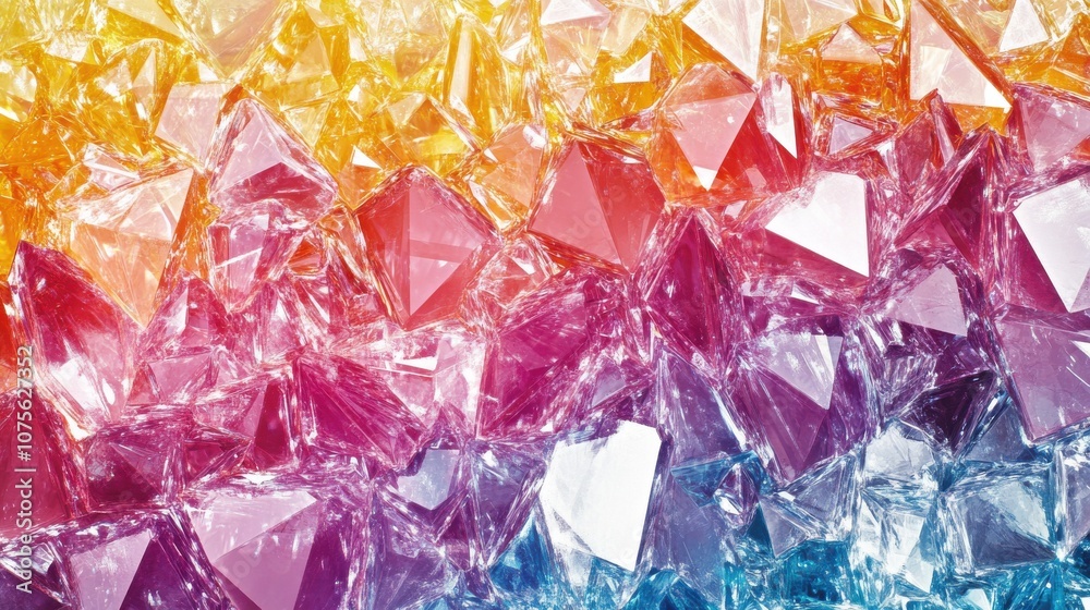 Vibrant crystal textures in hues of orange, pink, and blue create a stunning abstract backdrop. Vibrant crystal textures in hues of orange, pink, and blue create a stunning abstract backdrop.