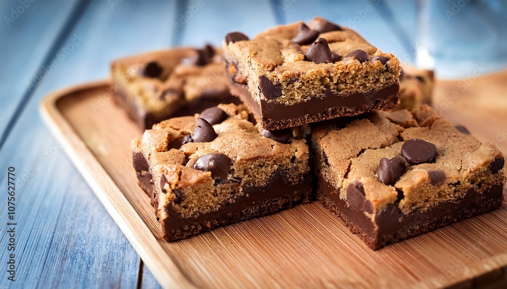  Indulgent chocolate chip cookie bars, cut into rich square treats, perfect for satisfyi_1(1356)