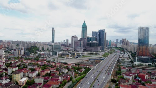 Istanbul Financial Center (IFC) in Atasehir, Istanbul, Turkey. Global financial services hub. Modern business center skyscrapers in Istanbul.