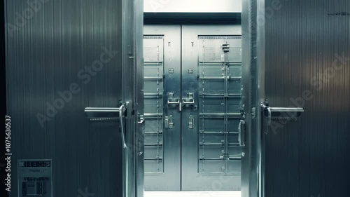 High security vault door opening and closing Swiss Bank Vault