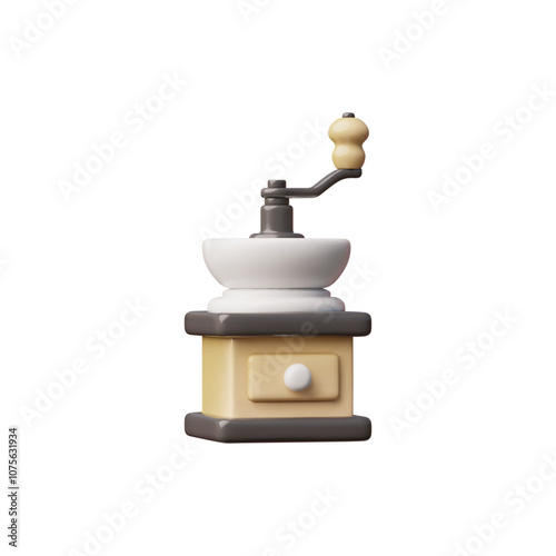 Vector 3d illustration of coffee grinder on isolated background in cartoon style.