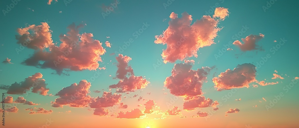 A vibrant sunset with colorful clouds against a blue sky, creating a serene atmosphere. A vibrant sunset with colorful clouds against a blue sky, creating a serene atmosphere.