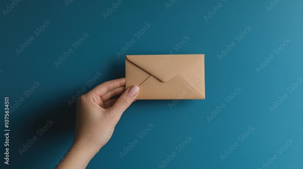 Vibrant blue background with a hand holding an envelope above a ballot, symbolizing the democratic process and the power of individual choice.