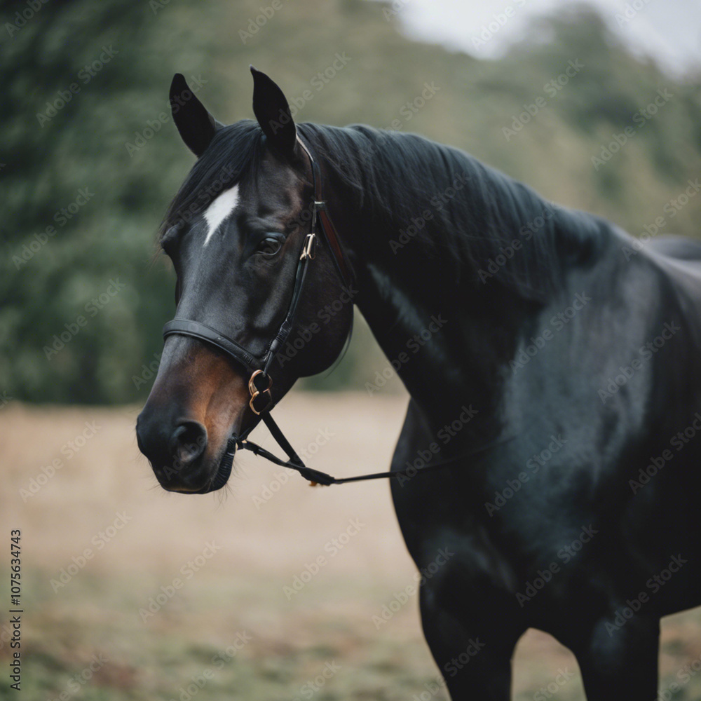 Fototapeta premium Black Horse Closeup