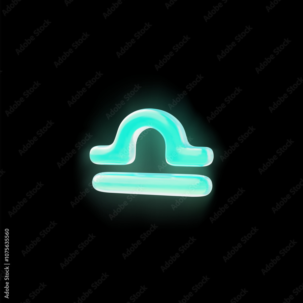 3d illustration of astrological sign libra in glowing neon blue color on isolated black background. 3d illustration of astrological sign libra in glowing neon blue color on isolated black background.