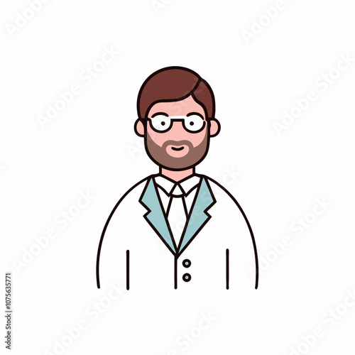 A man wearing glasses and a suit is smiling. He is a doctor. The image is in black and white