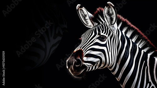 Detailed png image of a zebra for graphic design and digital projects with a rich background photo