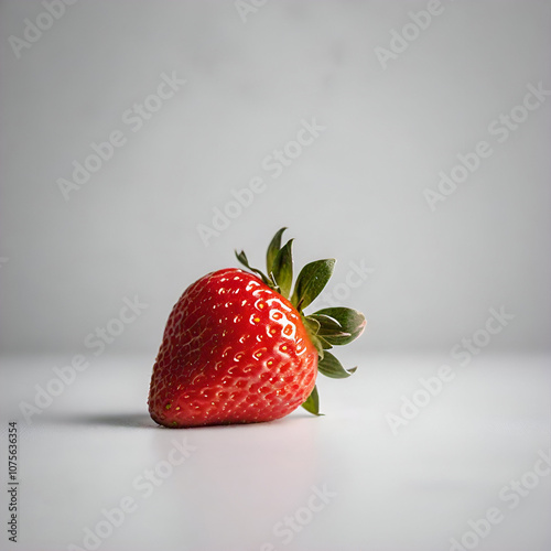 Fresh Red Strawberry on White Surface with white background photo