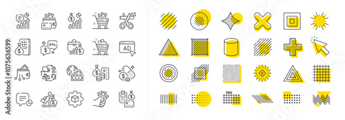 Finance fraud, Wallet payment and Cash bribe set. Design shape elements. Money invest line icons. Money inflation, supply chain and credit card line icons. Vector