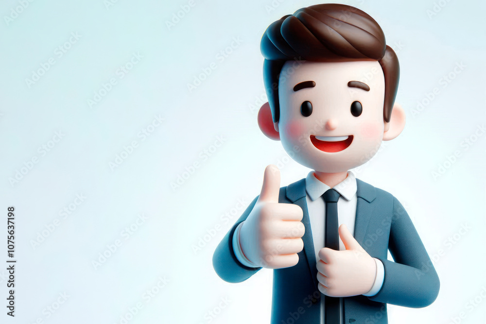 An animated character with a thumbs up. Space for text. An animated character with a thumbs up. Space for text.
