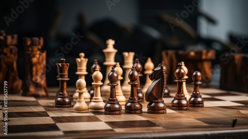 A photo of a handmade wooden chess set.