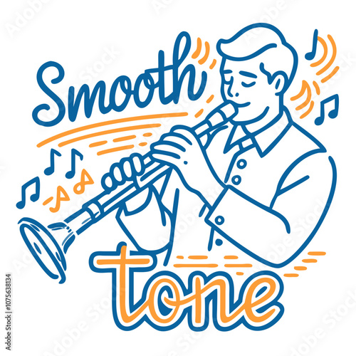 Smooth Tone logo with clarinetist and musical notes illustration