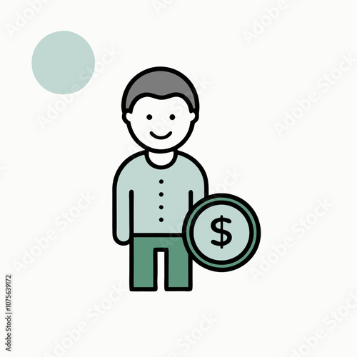 A man holding a dollar bill. The image is meant to convey the idea of financial responsibility and the importance of saving money