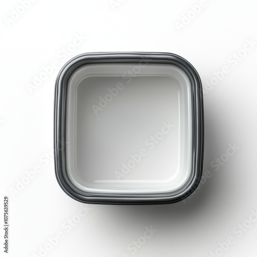 Square cat food storage container with airtight seal on white background