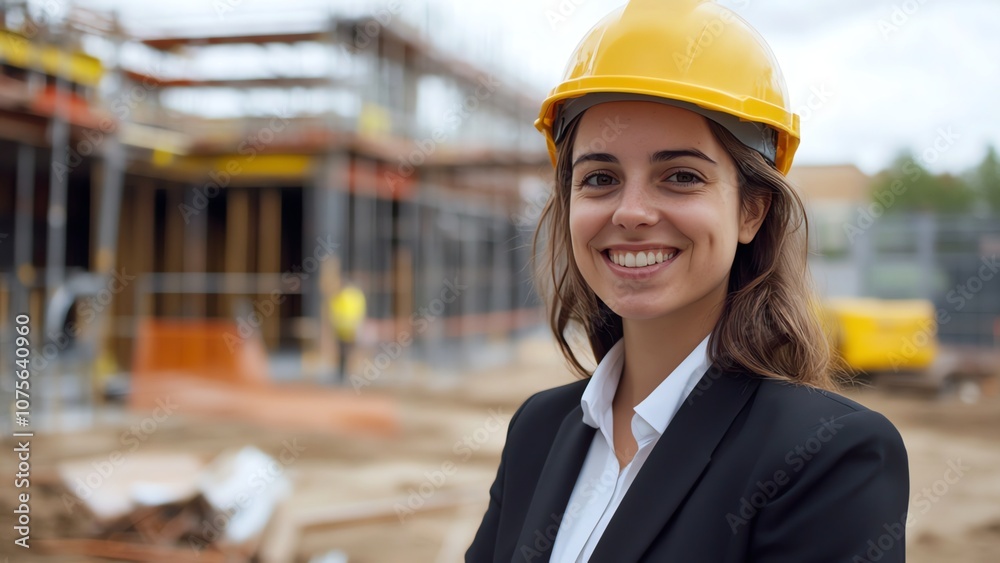 Beautiful Young Female Engineer At Construction Site Beautiful Young Female Engineer At Construction Site